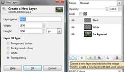 Image to show how to create a new layer in GImp