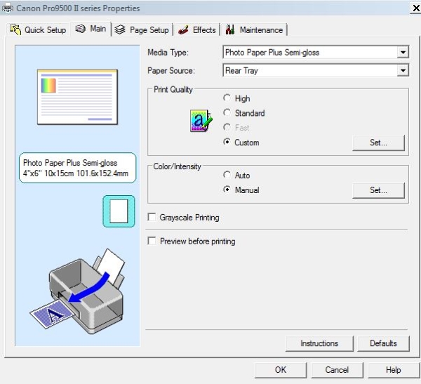 Print properties